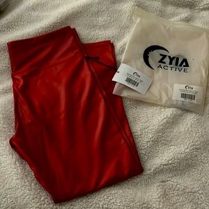 Red metallic light and tight high-rise 7/8, 24 inch (14-16)